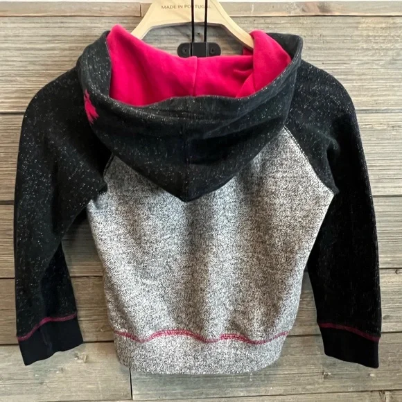 Roots Girls Grey & Black Zip Hoodie with Pink Logo - Picture 2 of 3